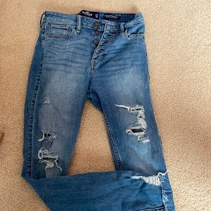 Hollister Ripped Mid Wash Jeans
